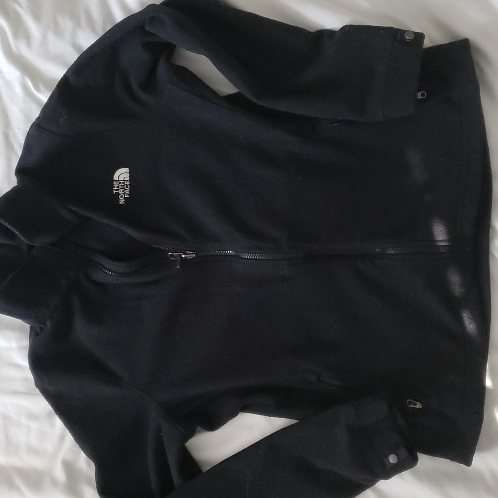 North face black Zippered front jacket with logo front and back